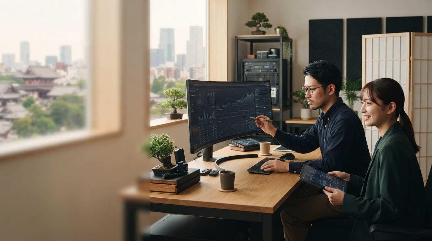 Altvecto AIのデータ分析ダッシュボードを思わせる編集的なビジュアル